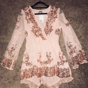 Pink sequined romper